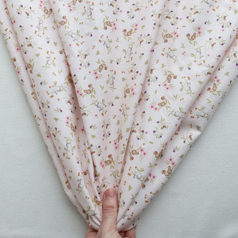 Biscotte - Tissu sergé de coton imprimé fleuri et animaux