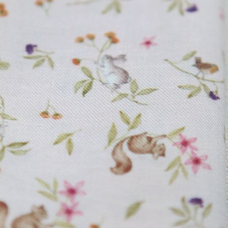 Biscotte - Tissu sergé de coton imprimé fleuri et animaux