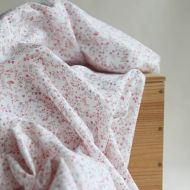 Plume - Tissu sergé de coton imprimé fleuri et oiseaux rose