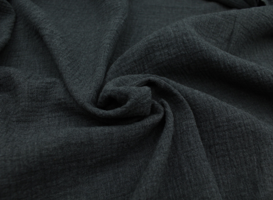 Double gaze de coton BIO chiné coloris gris anthracite