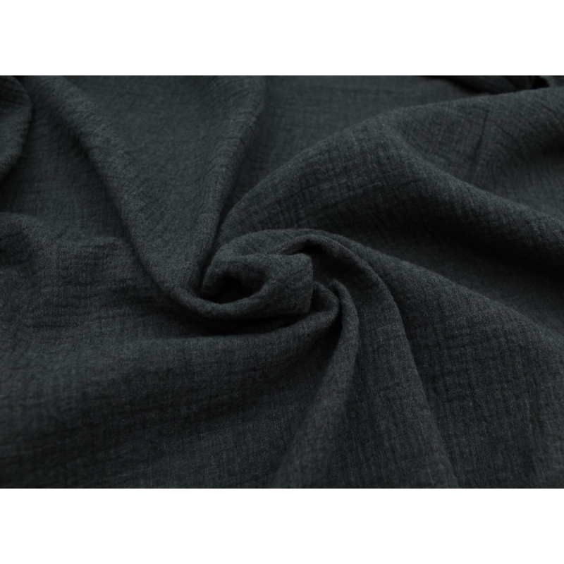 Double gaze de coton BIO chiné coloris gris anthracite