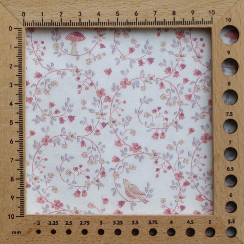 Plume - Tissu sergé de coton imprimé fleuri et oiseaux rose