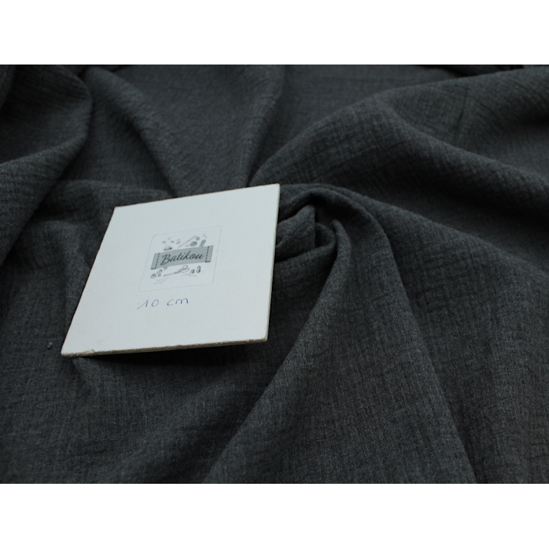 Double gaze de coton BIO chiné coloris gris anthracite