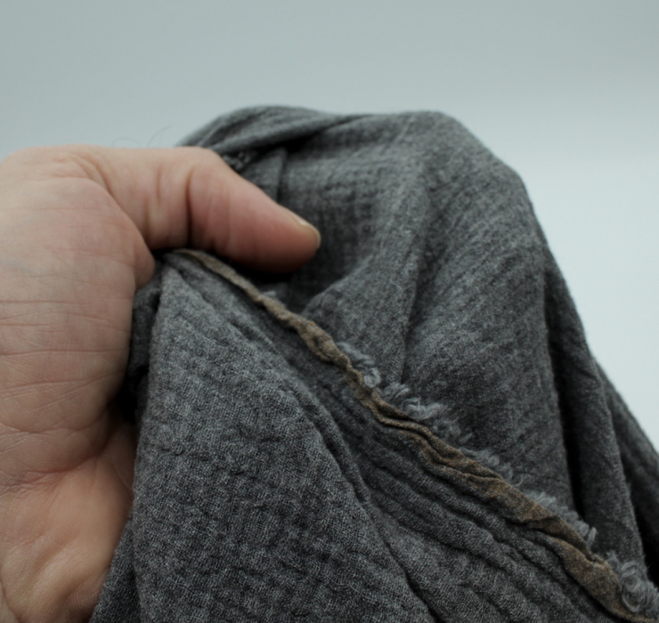 Double gaze de coton BIO chiné coloris gris anthracite