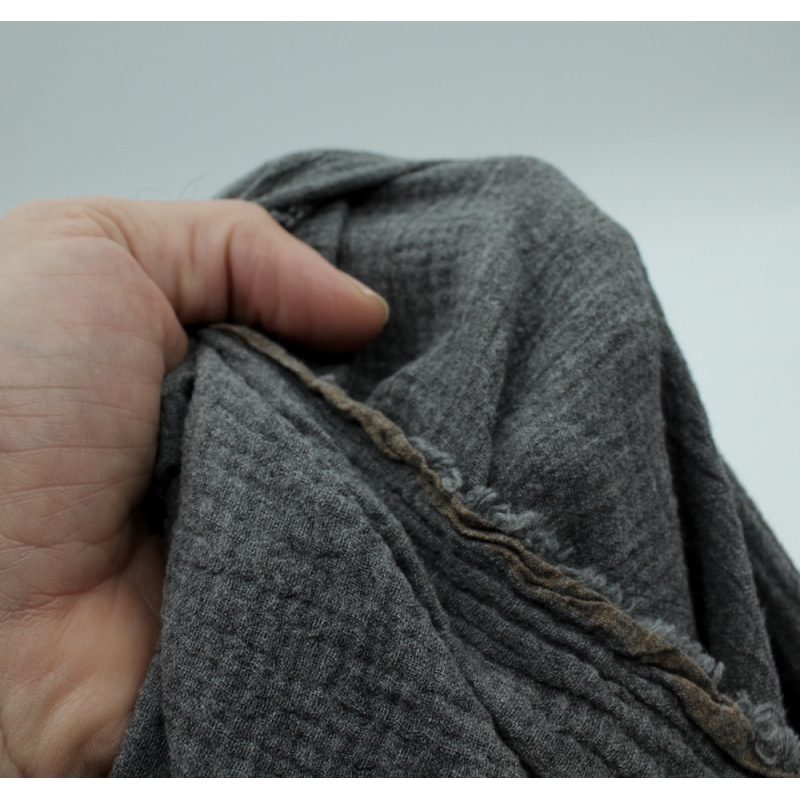 Double gaze de coton BIO chiné coloris gris anthracite