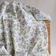 Airelle - Tissu sergé de coton imprimé fleuri et oiseaux