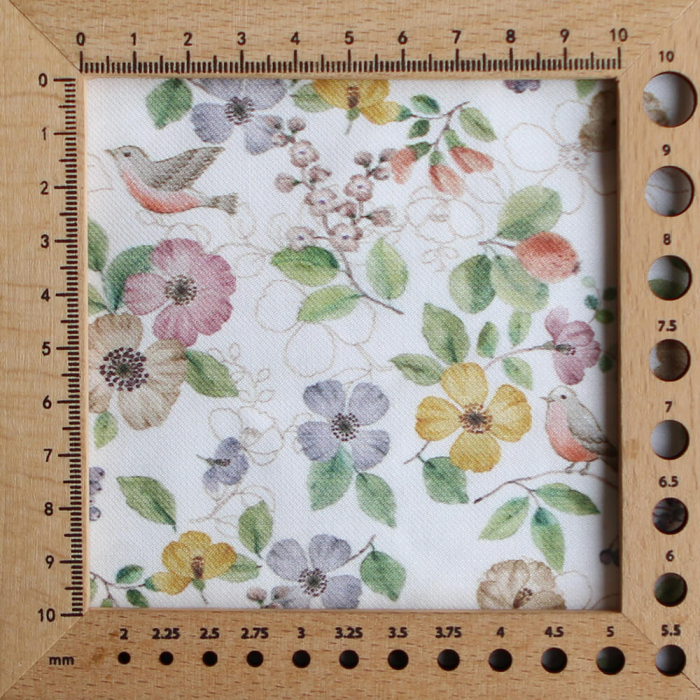 Airelle - Tissu sergé de coton imprimé fleuri et oiseaux