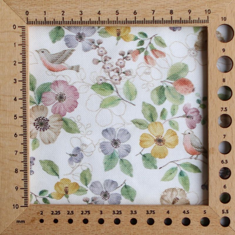 Airelle - Tissu sergé de coton imprimé fleuri et oiseaux