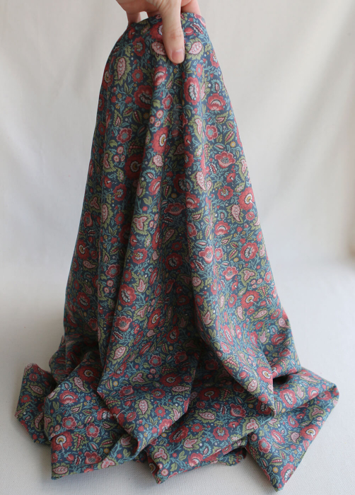 Baïa - Tissu sergé de coton organique fin imprimé fleuri