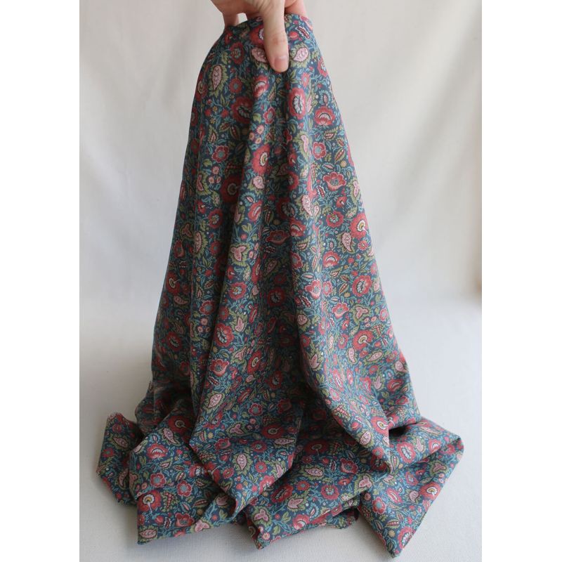 Baïa - Tissu sergé de coton organique fin imprimé fleuri