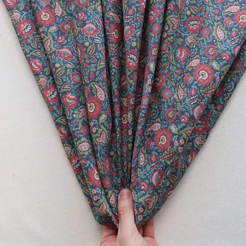 Baïa - Tissu sergé de coton organique fin imprimé fleuri