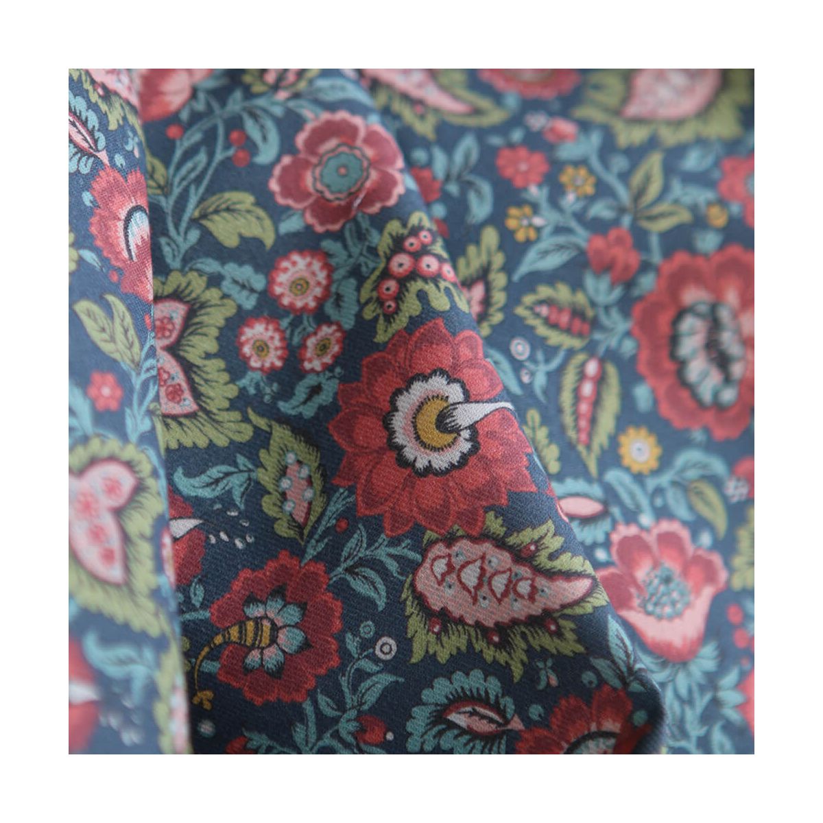 Baïa - Tissu sergé de coton organique fin imprimé fleuri