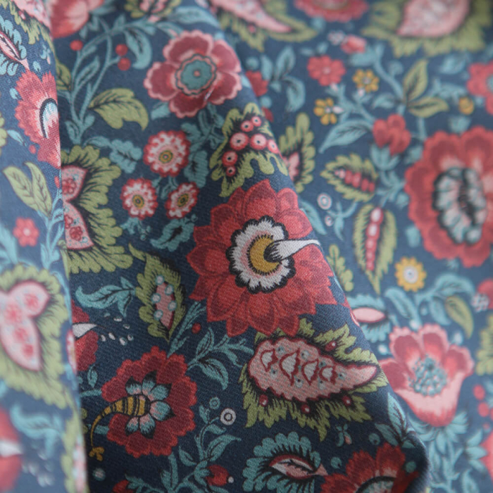 Baïa - Tissu sergé de coton organique fin imprimé fleuri