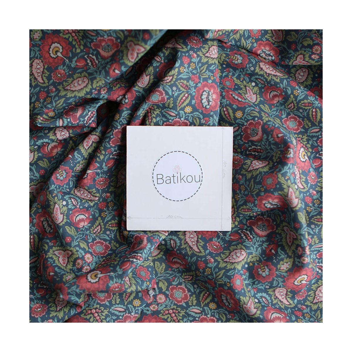 Baïa - Tissu sergé de coton organique fin imprimé fleuri