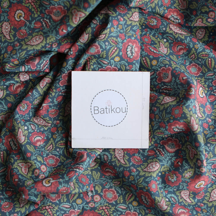Baïa - Tissu sergé de coton organique fin imprimé fleuri