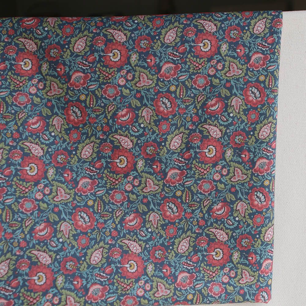 Baïa - Tissu sergé de coton organique fin imprimé fleuri