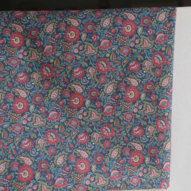 Baïa - Tissu sergé de coton organique fin imprimé fleuri