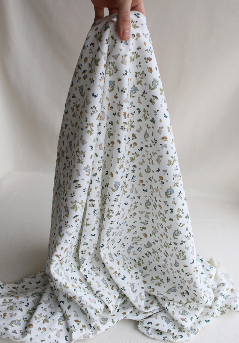 Mousse - Tissu coton texturé imprimé animaux de la forêt bleu