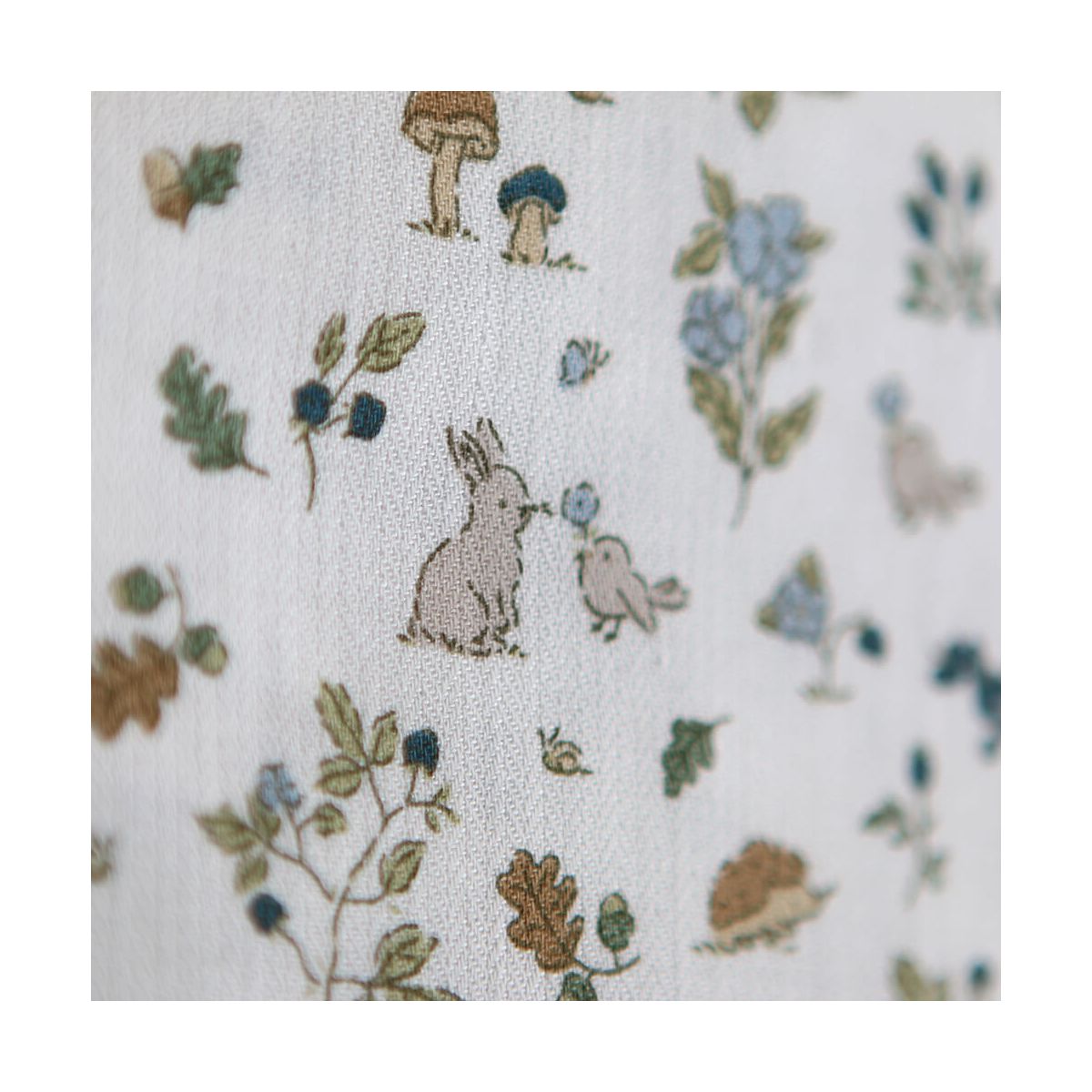 Mousse - Tissu coton texturé imprimé animaux de la forêt bleu