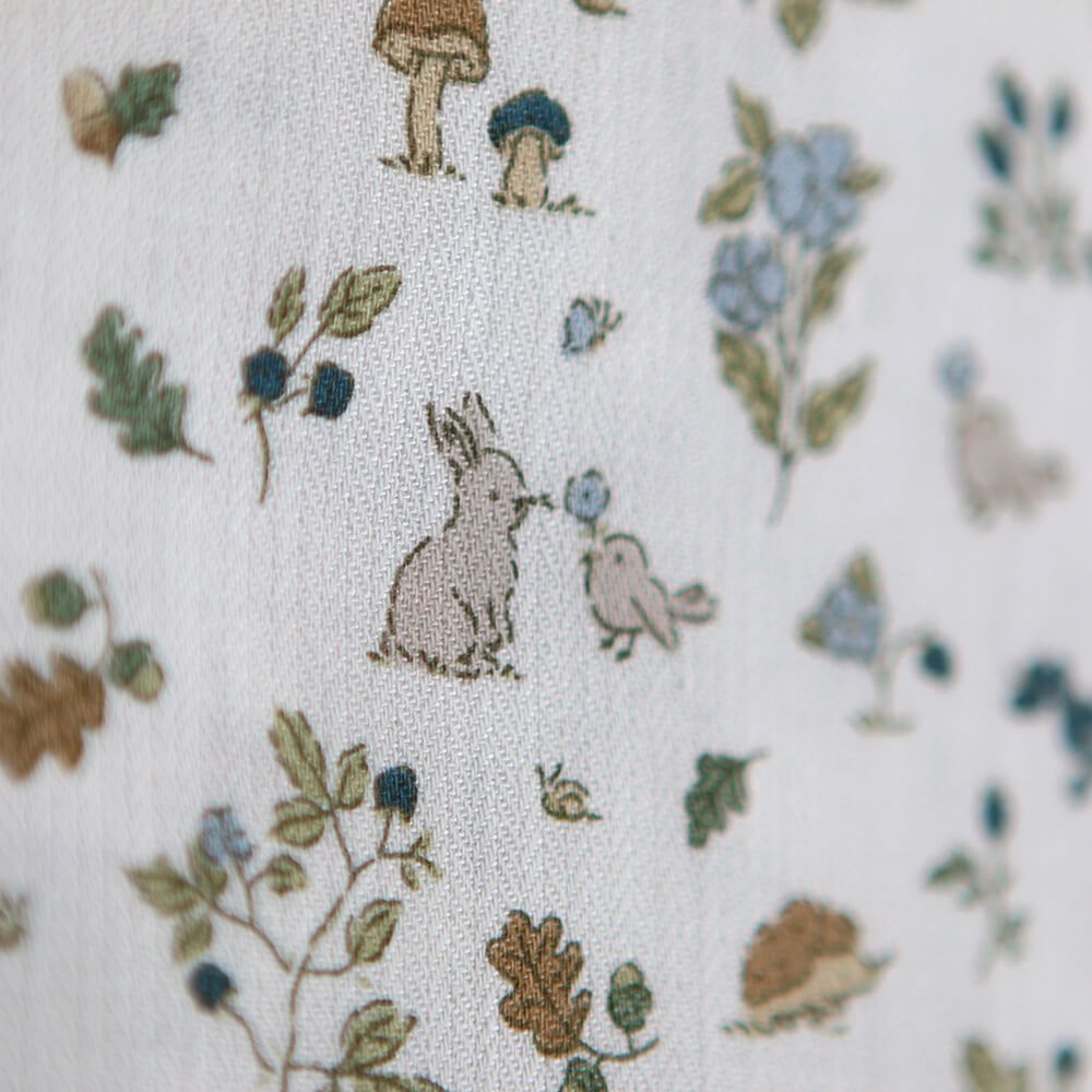 Mousse - Tissu coton texturé imprimé animaux de la forêt bleu