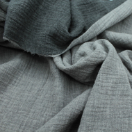 Double gaze de coton BIO chiné coloris gris anthracite réversible