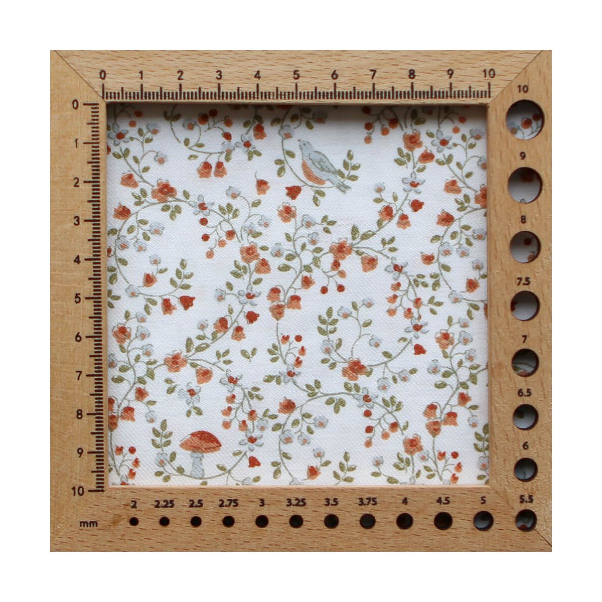 Plume - Tissu sergé de coton imprimé fleuri et oiseaux roux