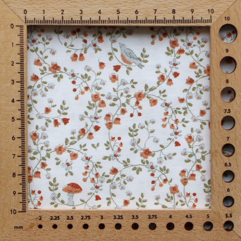 Plume - Tissu sergé de coton imprimé fleuri et oiseaux roux