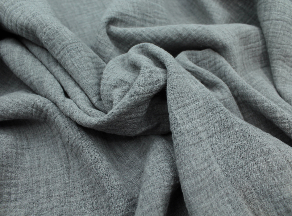 Double gaze de coton BIO chiné coloris gris anthracite réversible