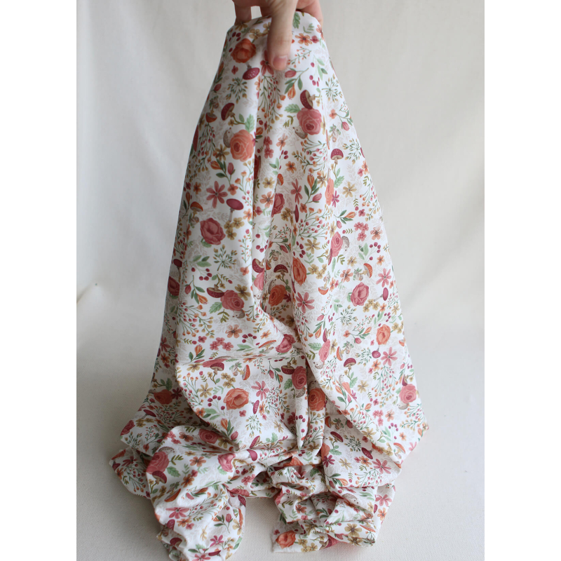 Sonic - Tissu sergé de coton imprimé fleuri champignons et hérisson