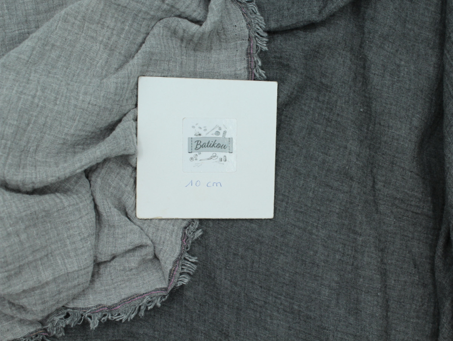 Double gaze de coton BIO chiné coloris gris anthracite réversible
