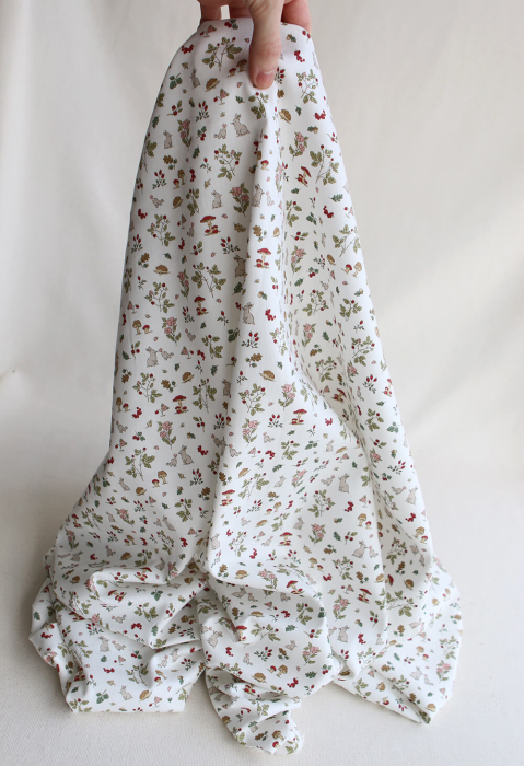 Mousse - Tissu coton texturé imprimé animaux de la forêt rouge