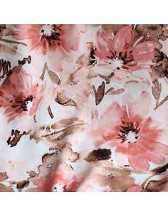 Ambre - Viscose imprimé fleuri corail nude 2