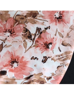 Ambre - Viscose imprimé fleuri corail nude