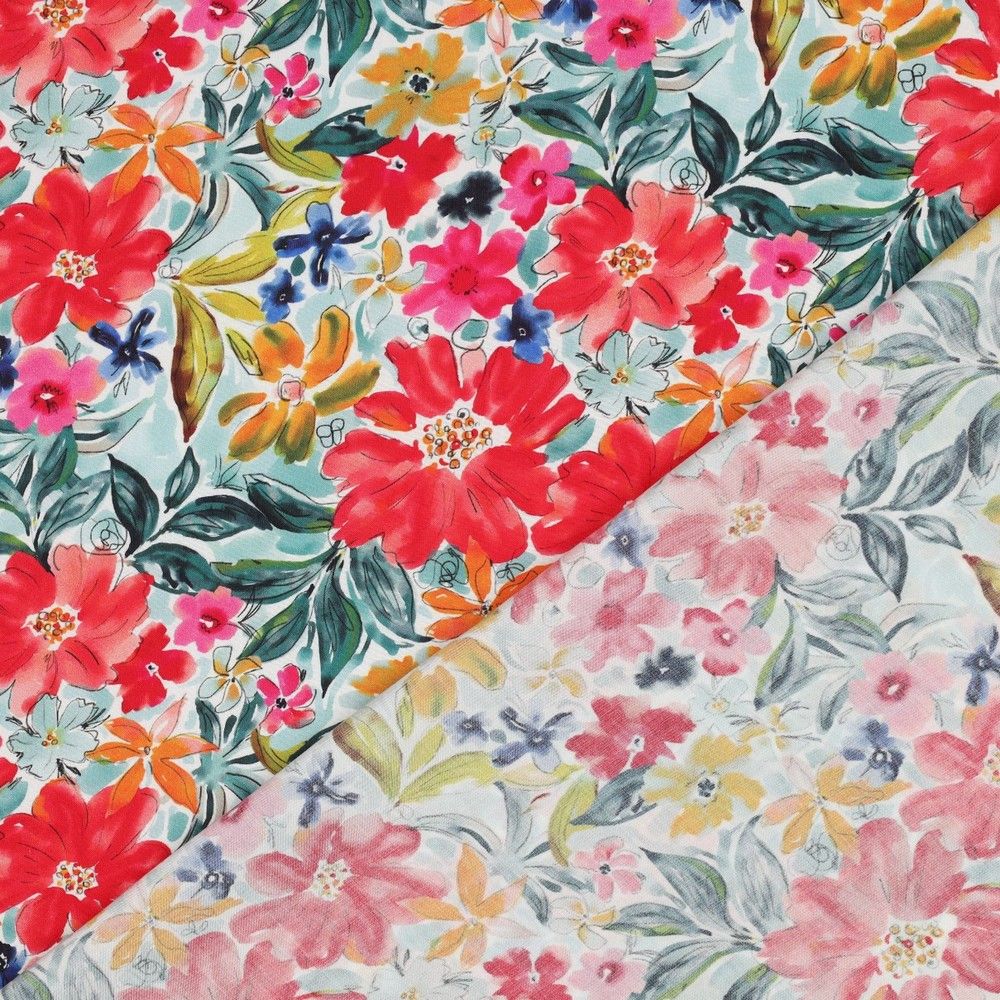 Joy - Viscose Ecovero imprimé fleuri rouge