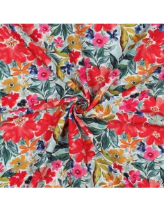 Joy - Viscose Ecovero imprimé fleuri rouge