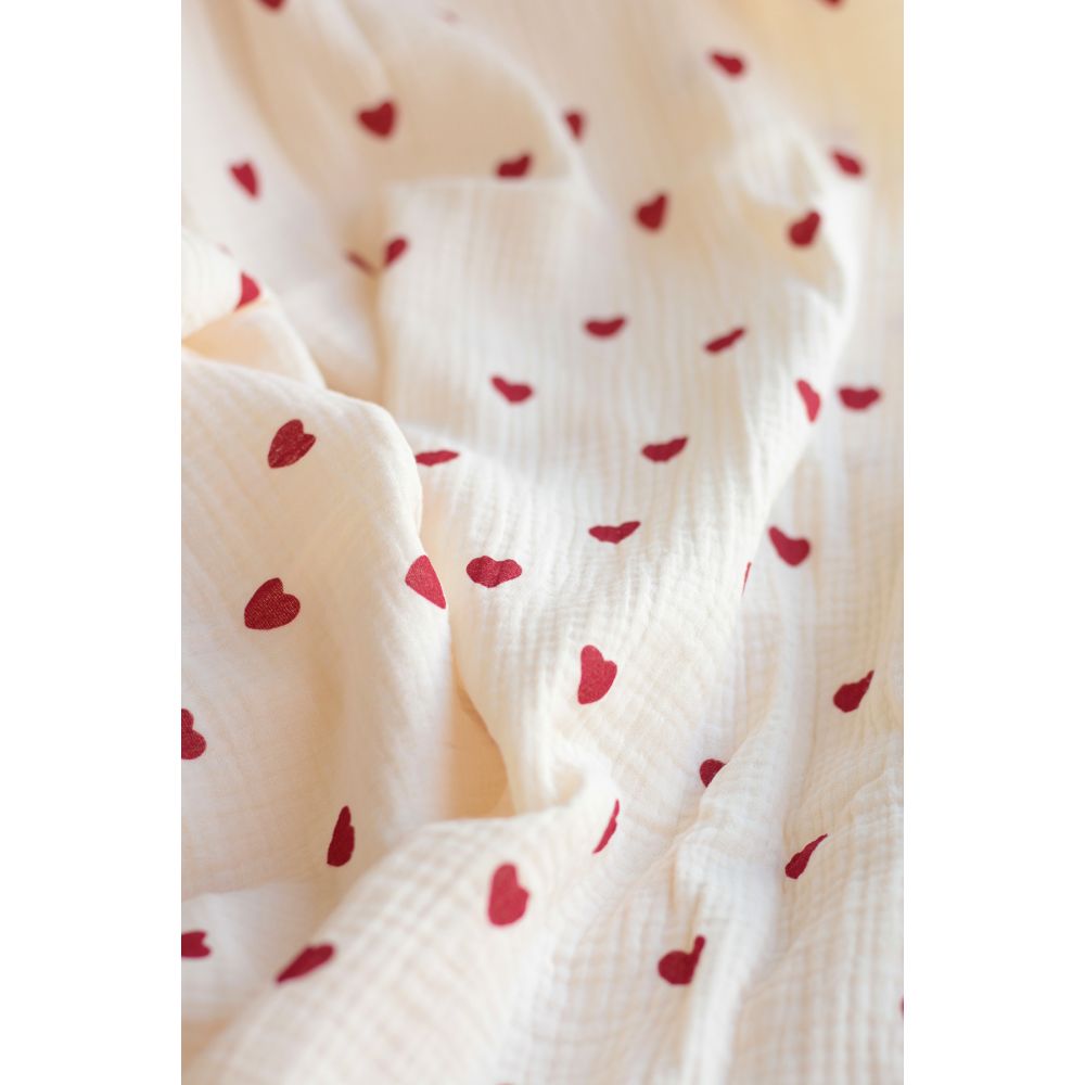 copy of Manou - Double gaze de coton BIO exclusif écru à motif coeurs