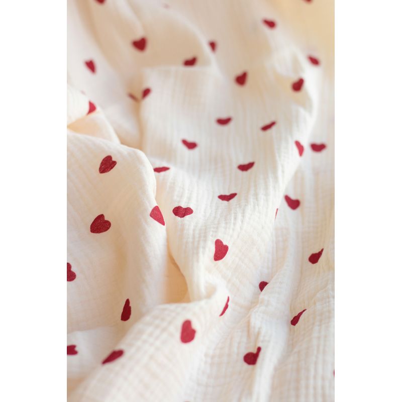 copy of Manou - Double gaze de coton BIO exclusif écru à motif coeurs