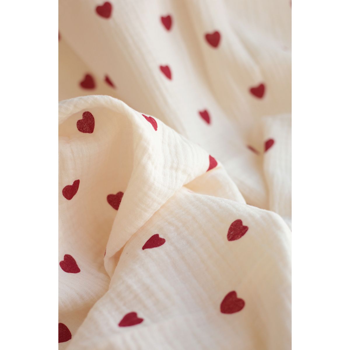 copy of Manou - Double gaze de coton BIO exclusif écru à motif coeurs