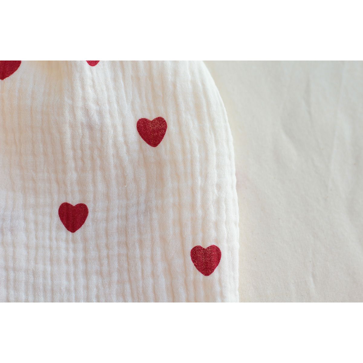 copy of Manou - Double gaze de coton BIO exclusif écru à motif coeurs