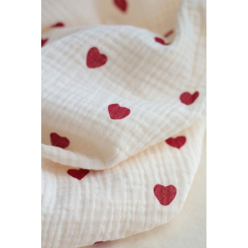copy of Manou - Double gaze de coton BIO exclusif écru à motif coeurs