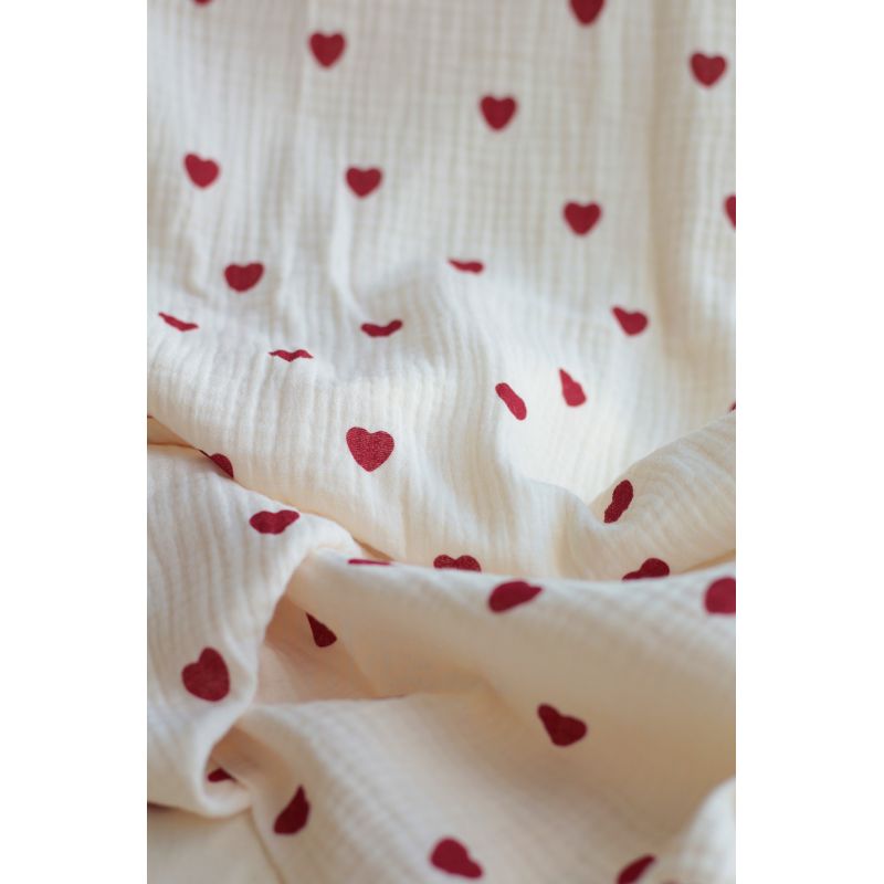 copy of Manou - Double gaze de coton BIO exclusif écru à motif coeurs