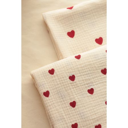 copy of Manou - Double gaze de coton BIO exclusif écru à motif coeurs