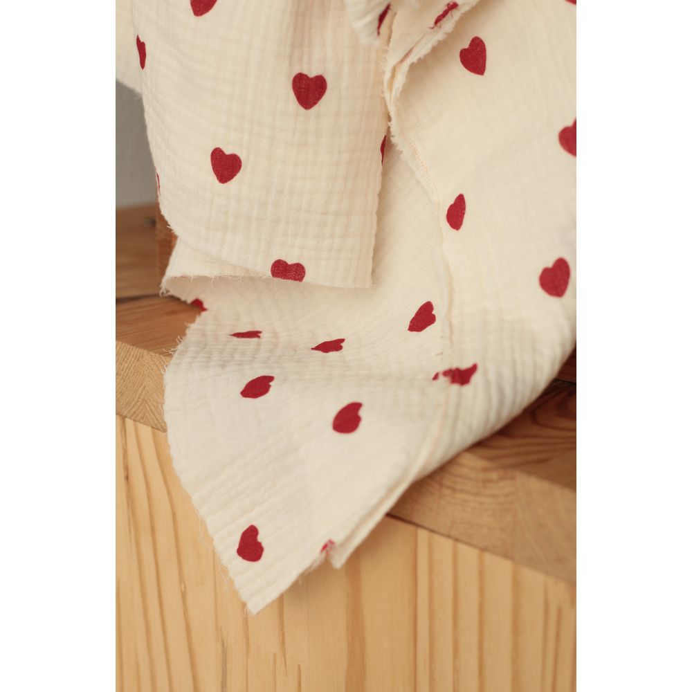 copy of Manou - Double gaze de coton BIO exclusif écru à motif coeurs