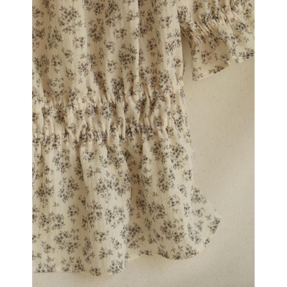 Soumeya - Double gaze coton BIO motif exclusif fond écru taupe