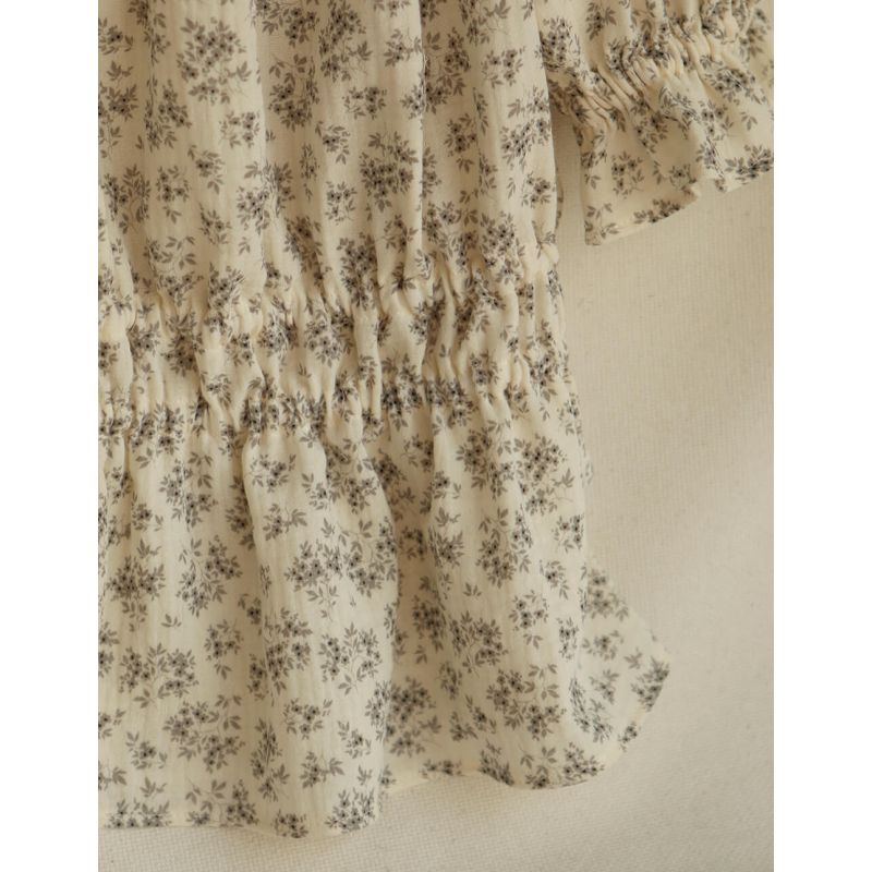 Soumeya - Double gaze coton BIO motif exclusif fond écru taupe