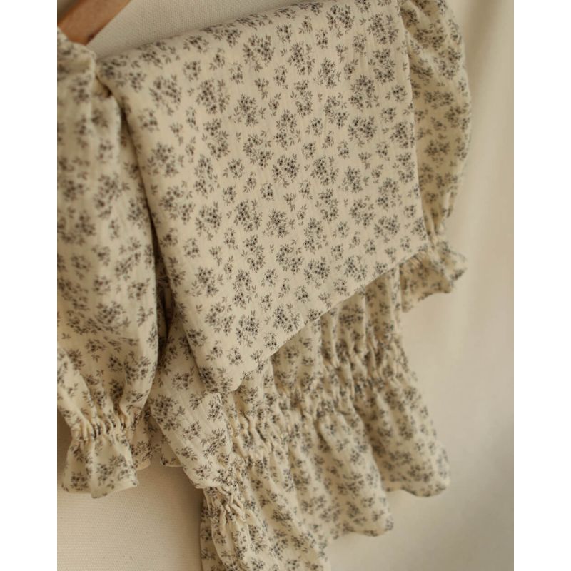 Soumeya - Double gaze coton BIO motif exclusif fond écru taupe