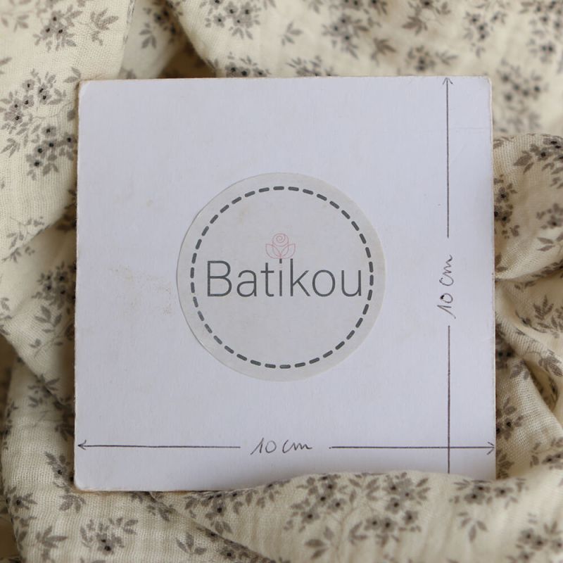 Soumeya - Double gaze coton BIO motif exclusif fond écru taupe