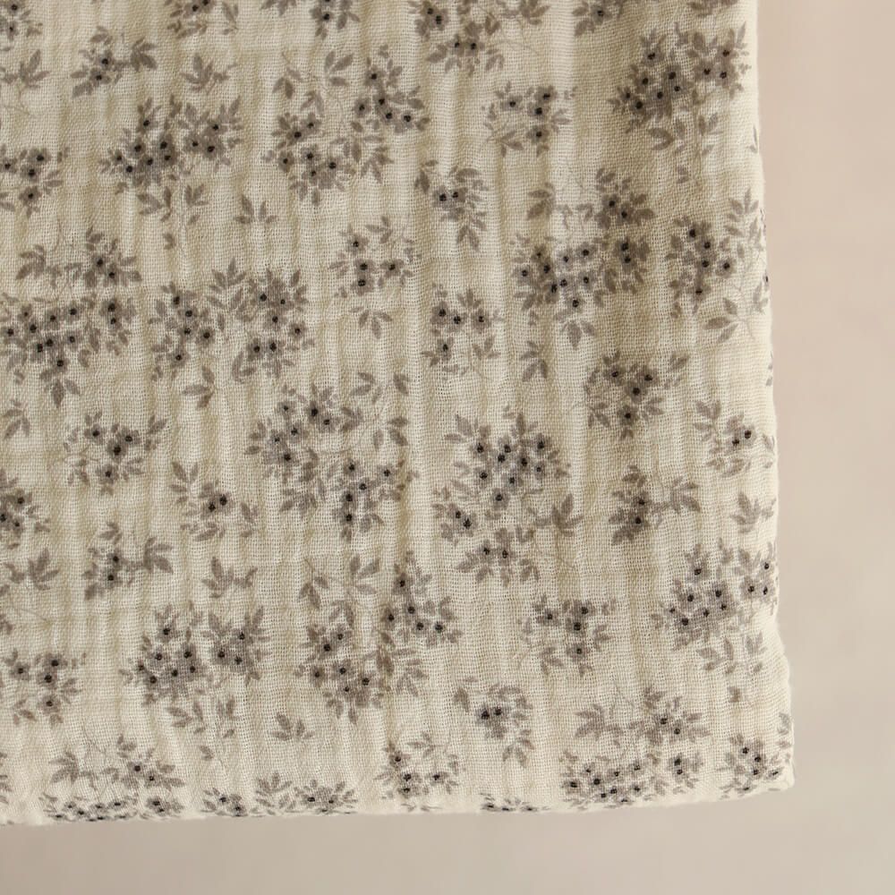 Soumeya - Double gaze coton BIO motif exclusif fond écru taupe