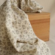 Soumeya - Double gaze coton BIO motif exclusif fond écru taupe