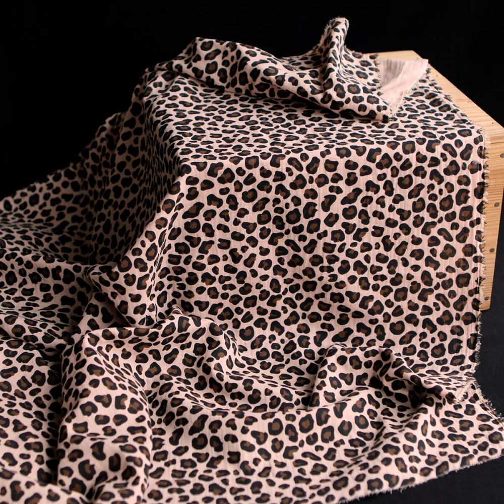 Lea - Double gaze coton BIO motif exclusif Graou fond nude